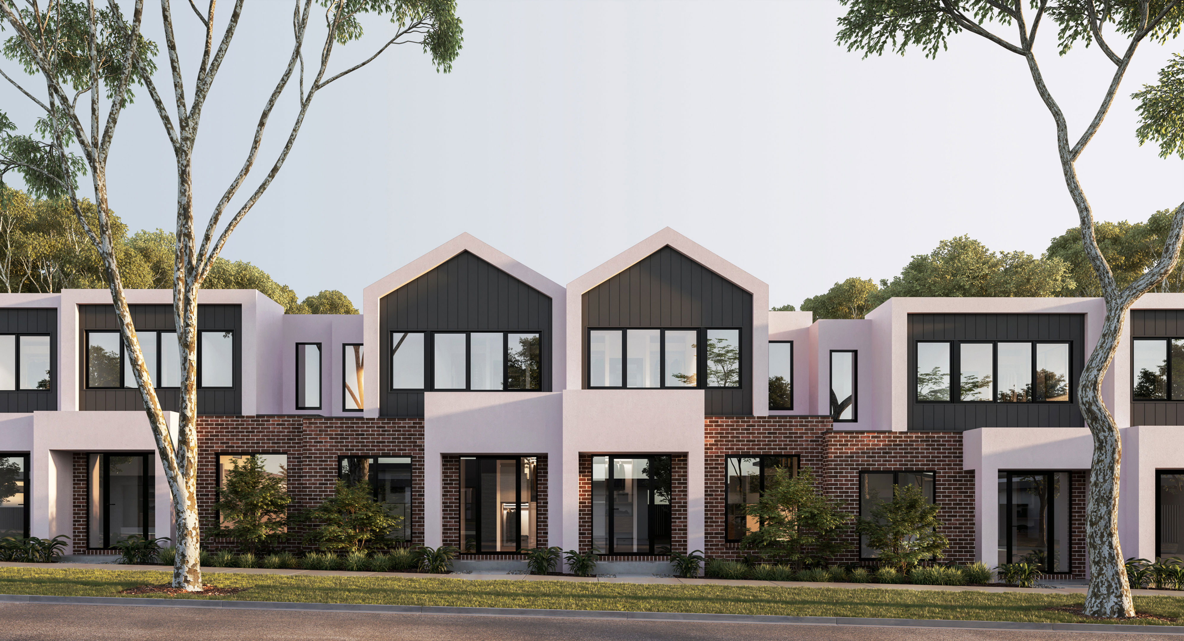 Modern residential houses in a row