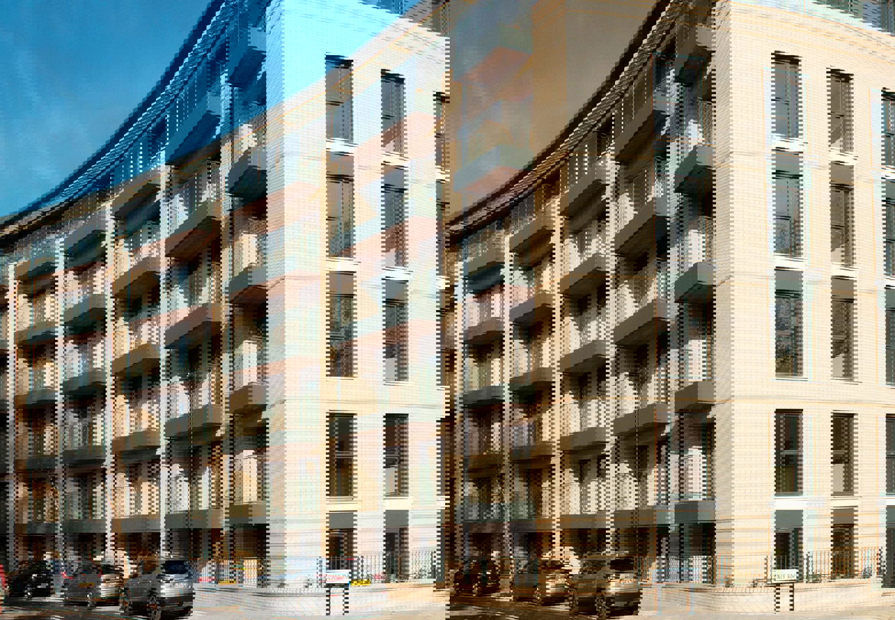 The image appears to be corrupted, showing colorful digital glitches and horizontal lines that distort the view, making the original content unrecognizable.