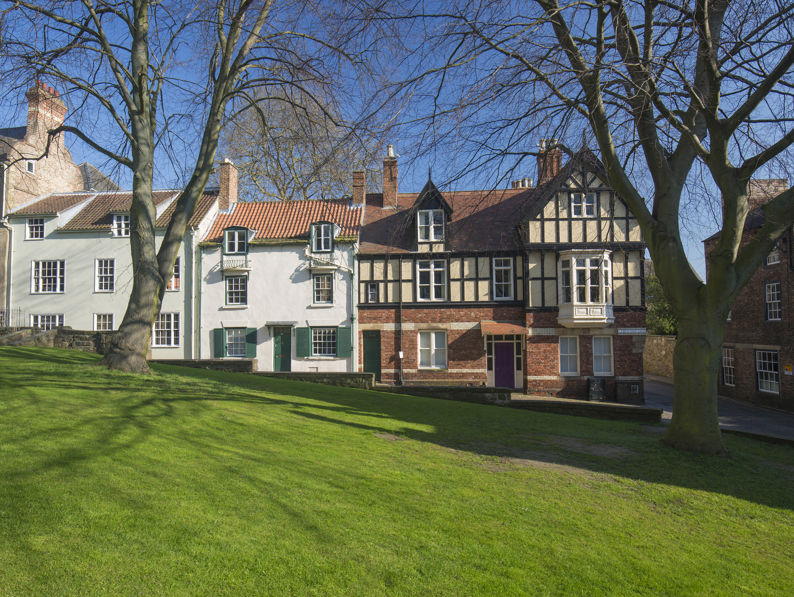 View Across Cathedral Lawn To Historic Houses