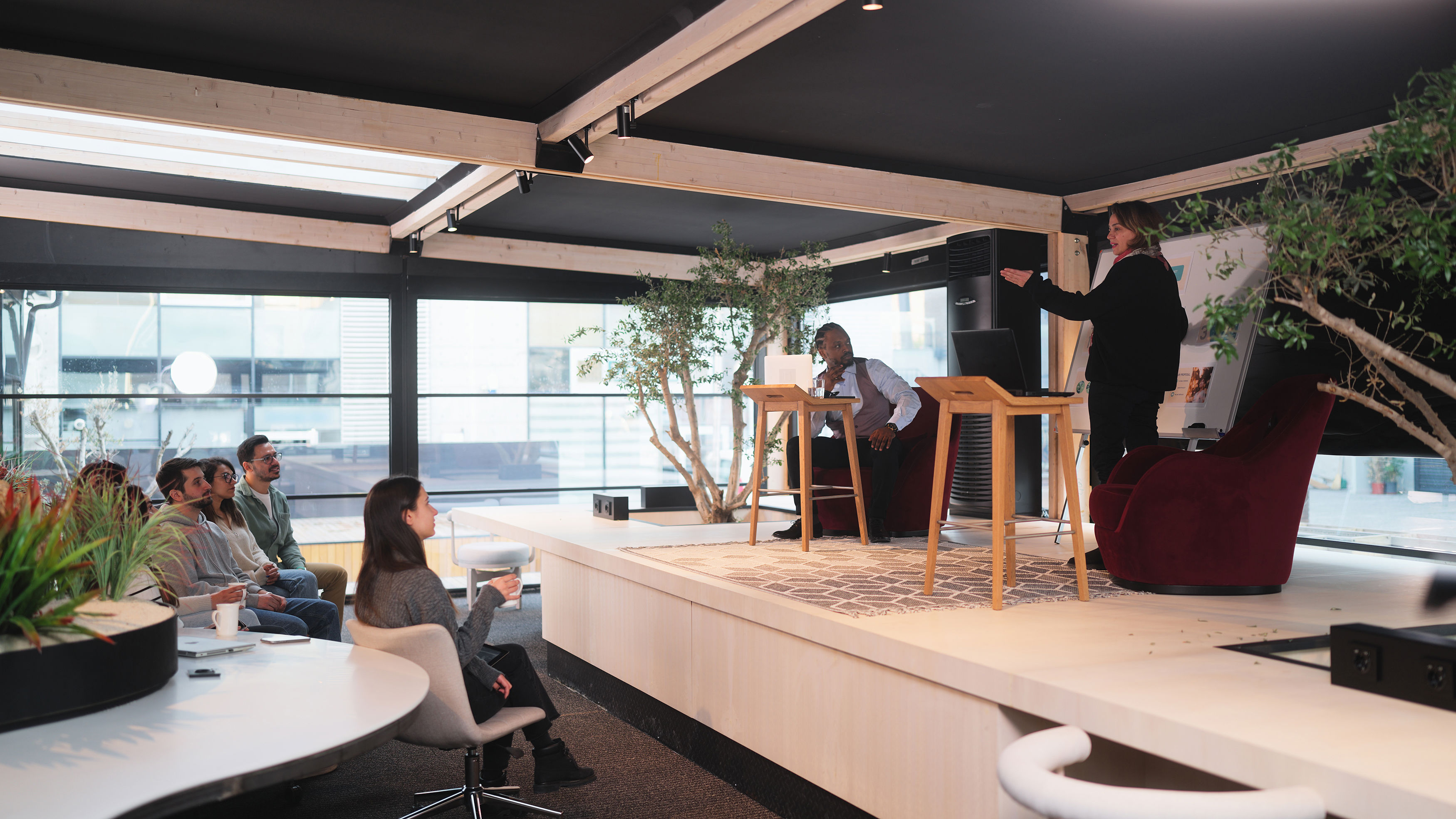 Businesswoman Giving Speech To Young Entrepreneurs
