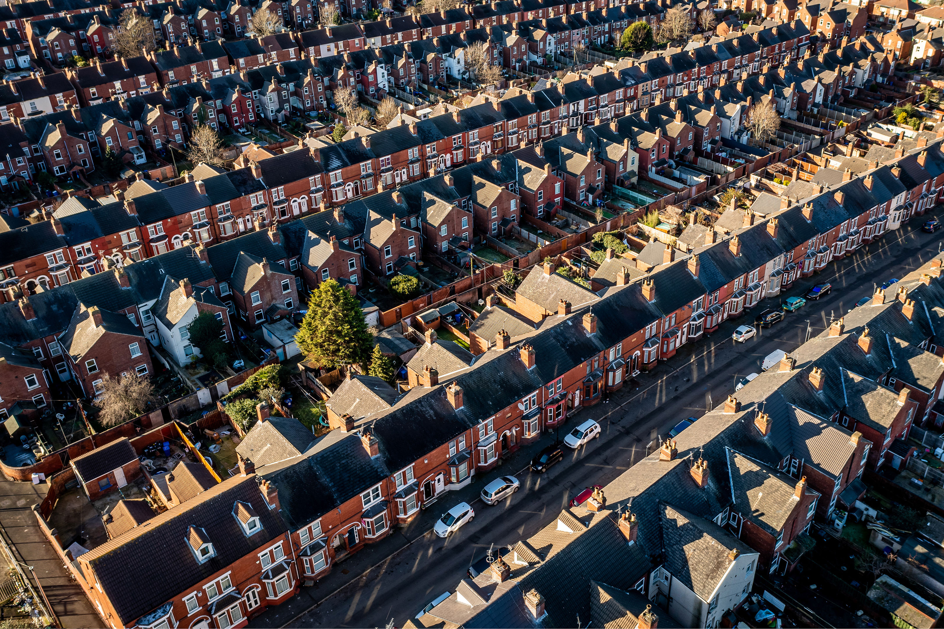Aerial View Of The Rooftops Of Back To Back Terraced Houses