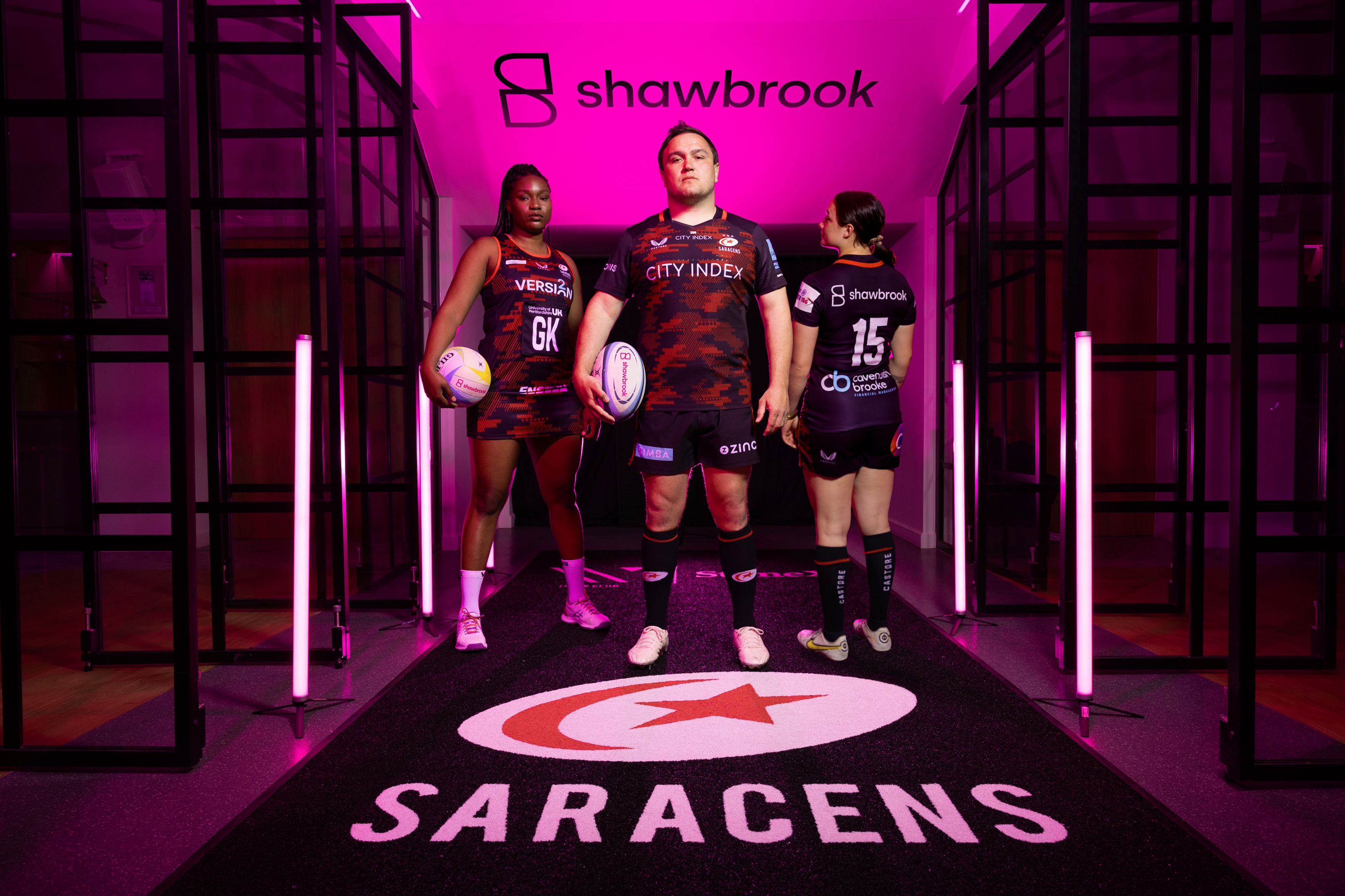 Saracens Rugby And Netball Players With Shawbrook