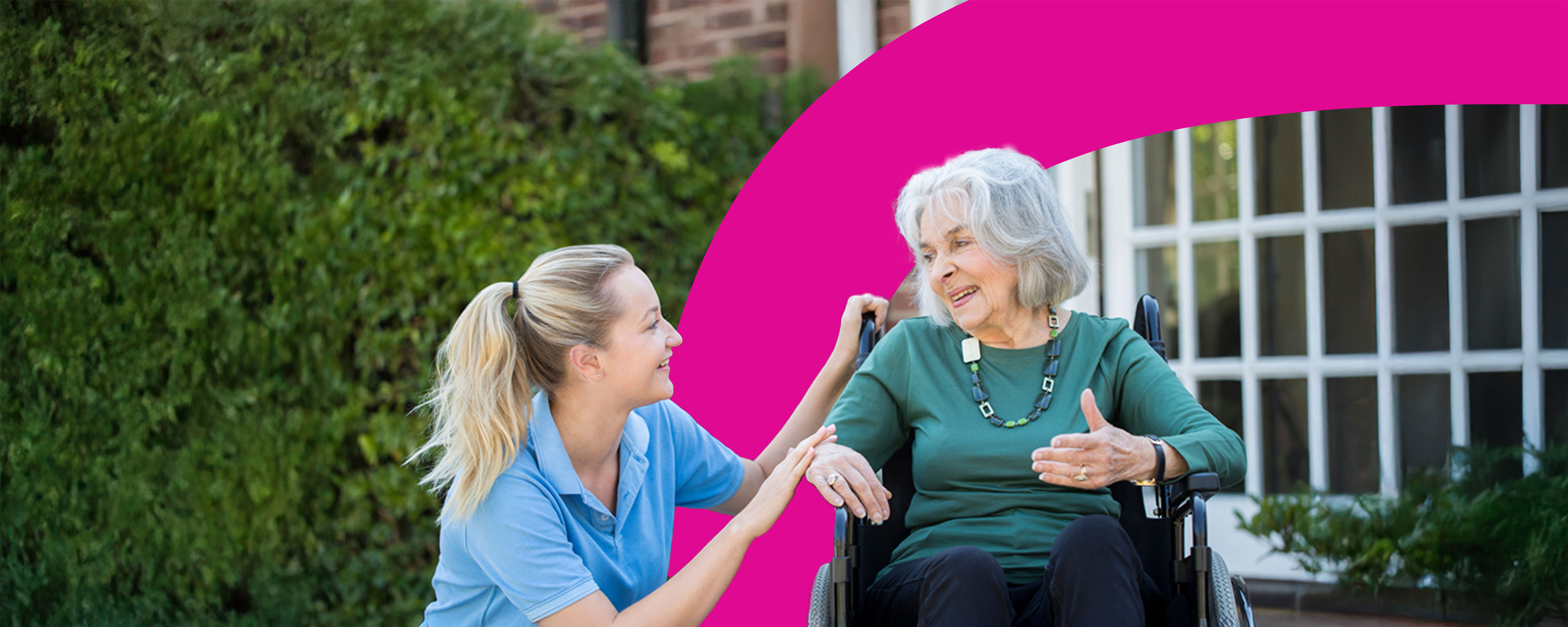A woman in a wheelchair and a woman in a wheelchair.