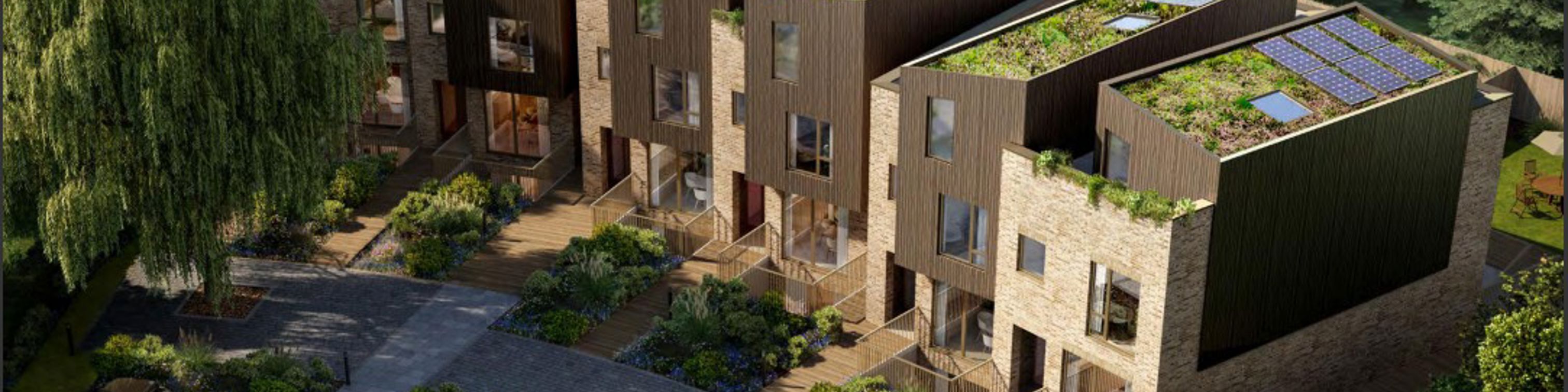 Aerial CGI image of the development project in Wimbledon