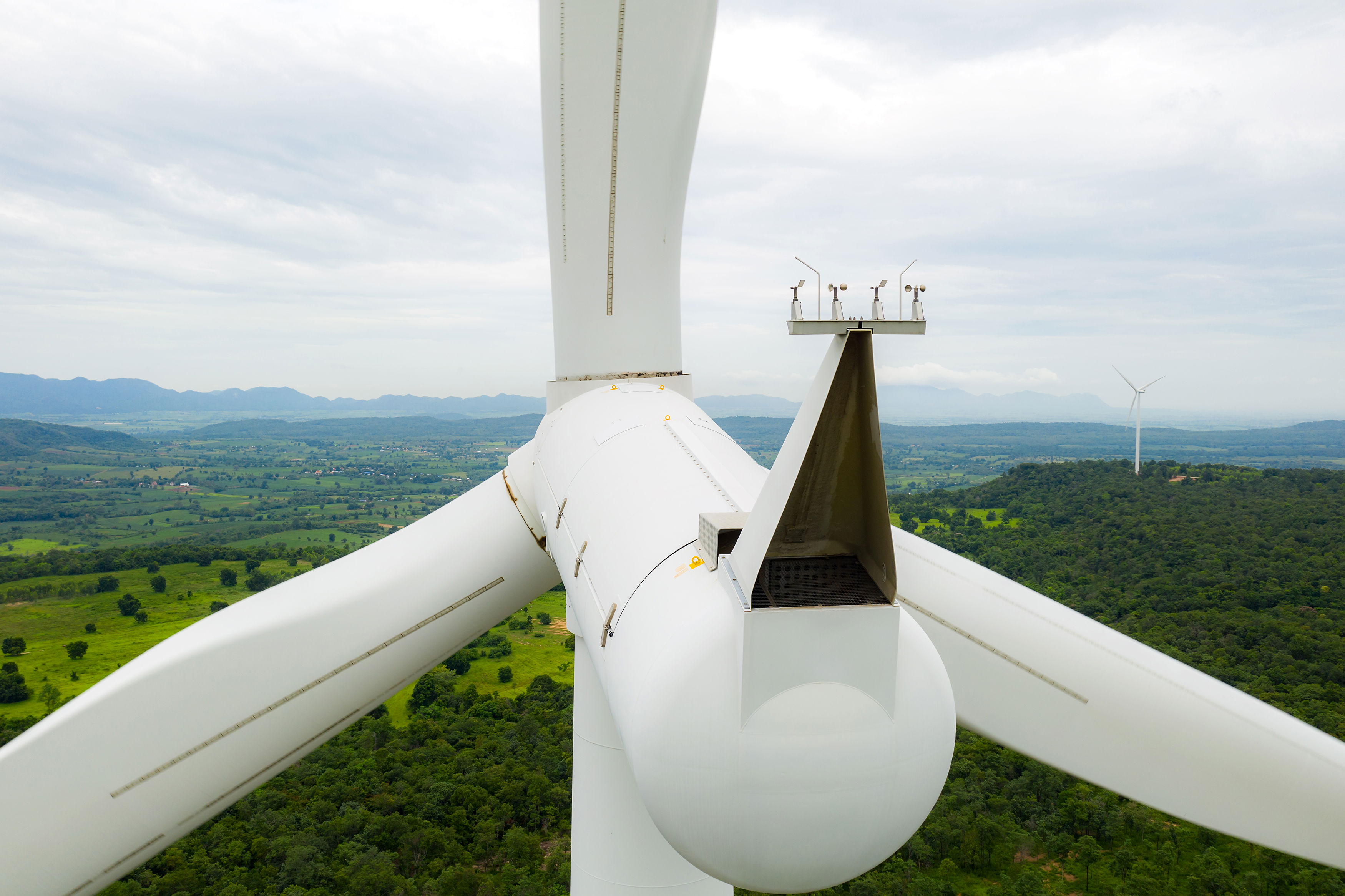 Wind Turbine From Aerial View In Morning
