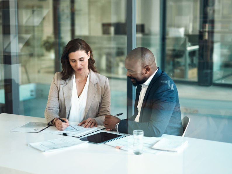 Paperwork, Review And Advice Of Woman, Financial Advisor Or Accountant Support